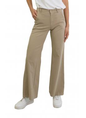 Pantalone chino in cotone con elastico dietro leggero palazzo